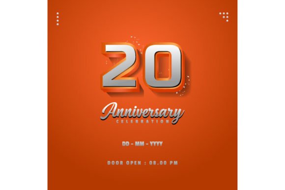 20th Anniversary Party Invitation 3D: A Vibrant Graphic Template for Marketing Impact