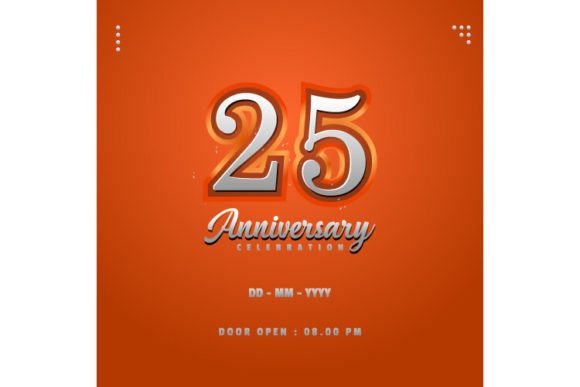 25th Anniversary 3D Illustration Vector Review for Embroidery Projects