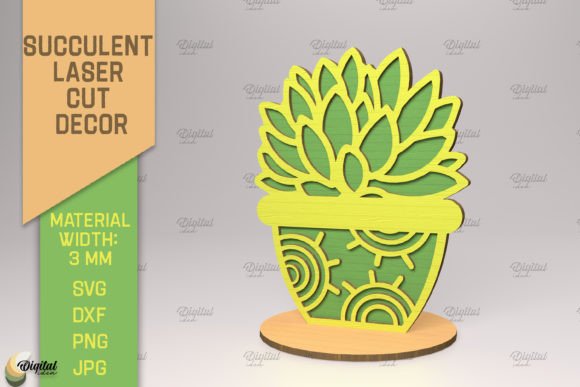 3D Cactus Stand SVG. Succulent Laser Cut