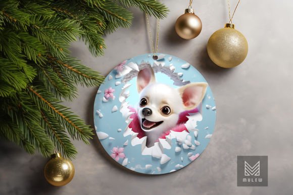 3D Chihuahua Dog Xmas Ornament: A Festive Graphic for Crafts and Branding