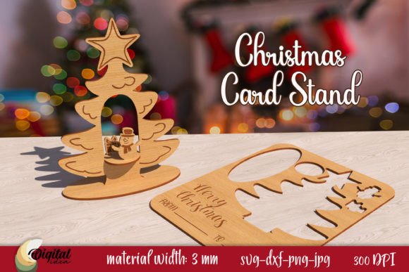 3D Christmas Card Stand Laser Cut for Winter Amp Creations