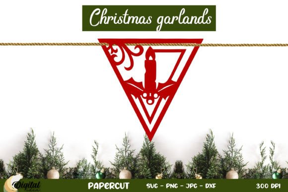 3D Christmas Garland Paper Cut: A Versatile Graphic Design Asset for Crafts