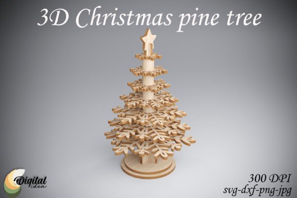 3D Christmas Pine Tree. XMas Laser Cut