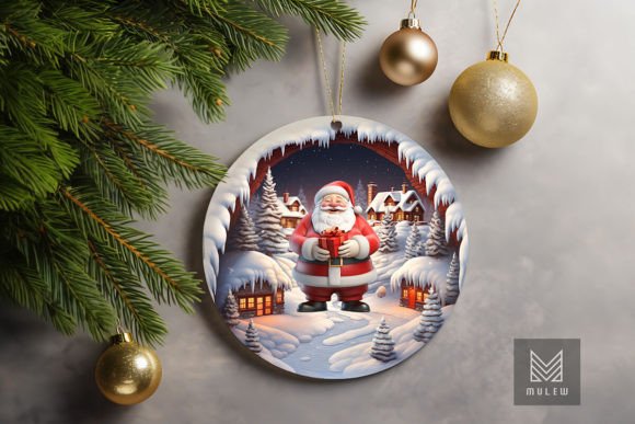 3D Christmas Santa Claus Ornament: A Festive Graphic for Crafts & Local Branding