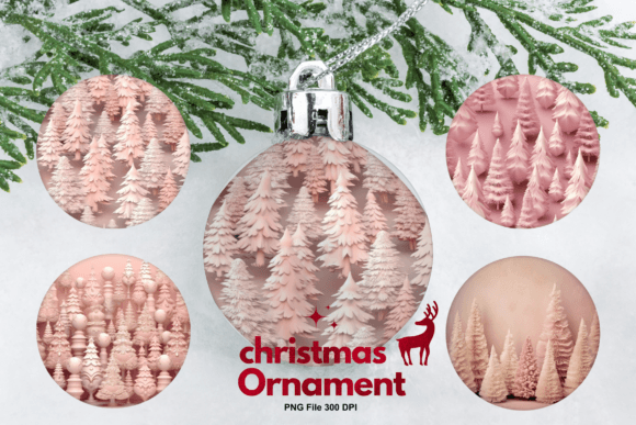 3D Christmas Tree Ornament Decorate PNG for Graphics and Print Templates
