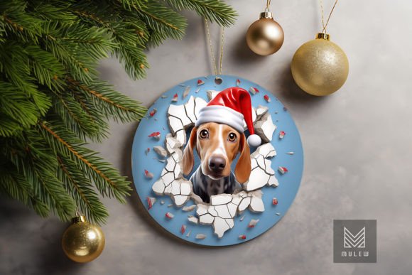 3D Dachshund Dog Xmas Ornament Graphics for Crafts