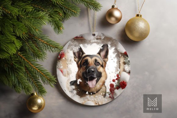 3D German Shepherd Dog Xmas Ornament: A Graphic Design Asset for Crafters and Sellers