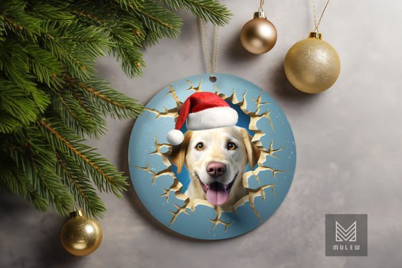 3D Golden Retriever Dog Xmas Ornament Graphics for Crafts