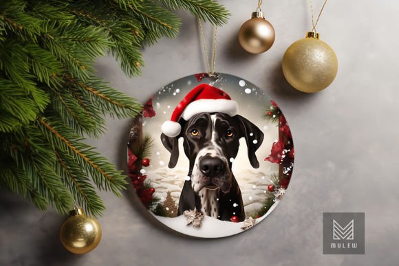 3D Great Dane Dog Xmas Ornament Graphic for Craft Creations