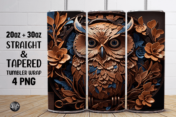 3D Leather Floral Owl Tumbler Wrap PNG Graphics Review