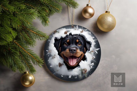 3D Rottweiler Dog Xmas Ornament for Graphics and Crafts