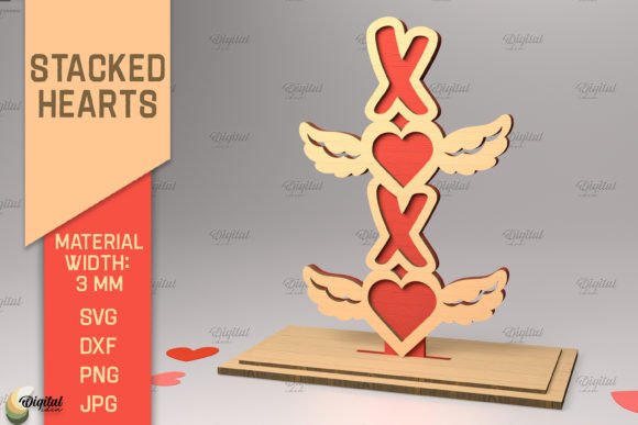 3D Stacked Hearts. Valentine s Layered Laser Cutting