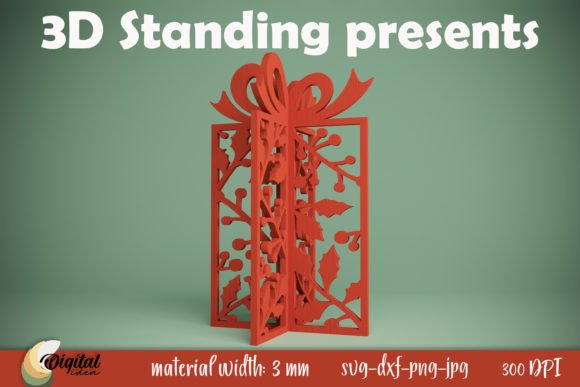 3D Standing Present. XMas Gift Laser Cut
