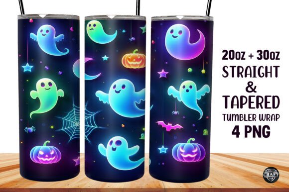 3D Tumbler Wrap Neon Colored Halloween Graphics for Editors and Bloggers