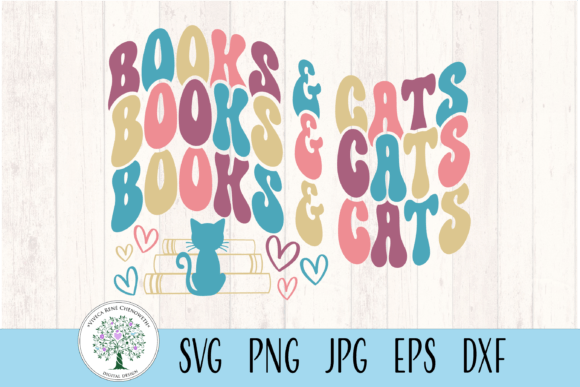 Books and Cats Lover Retro Svg, Reading Graphics