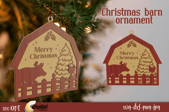 Christmas Barn Ornament Laser Cut: A Festive Graphic Design Asset for Winter Amp Creations