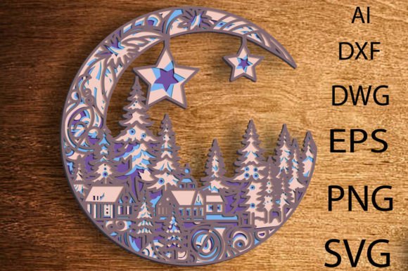 Christmas Moon Toys 3D Mandala SVG Files for Laser Cutting & Wall Decor