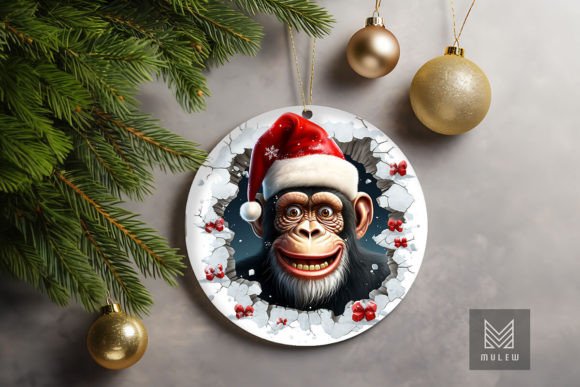 Cute Chimpanzee 3D Christmas Ornament for Creative Content Projects