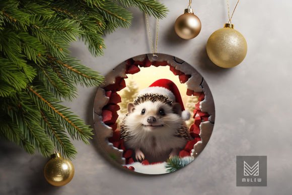 Cute Hedgehog 3D Christmas Ornament for Crafts and Graphics