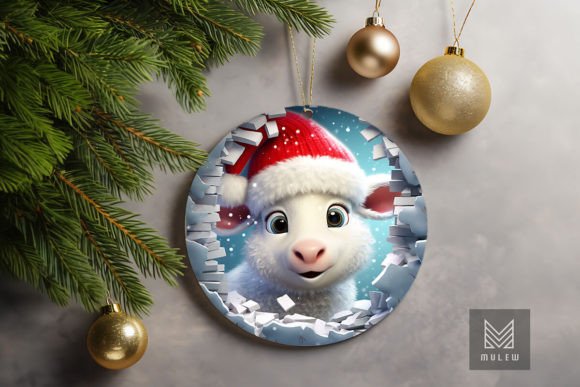 Cute Sheep 3D Christmas Ornament Clipart for Crafts and Graphics