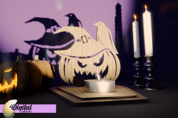 Halloween Candle Holder Pumpkin Shadow: A Laser Cutting Asset for Autumn Amp Creations