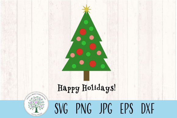 Happy Holidays Decorated Tree Christmas Graphics for Crafts
