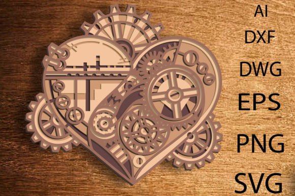 Heart Mandala Multilayer SVG 3D Mechanic: Laser Cutting and Wall Decor