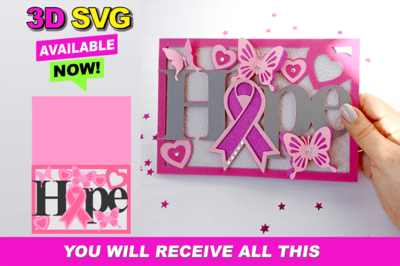 HOPE Card Breast Cancer Graphics for Crafts