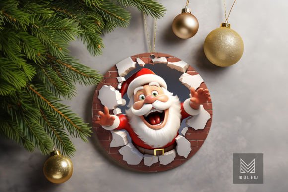 Joyful Santa Claus 3D Christmas Ornament: A Festive Graphic Design Asset for Crafts and Local Brands