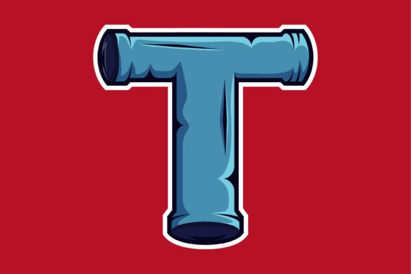 Plumbing Letter T Illustration Icon for Graphics and Logos