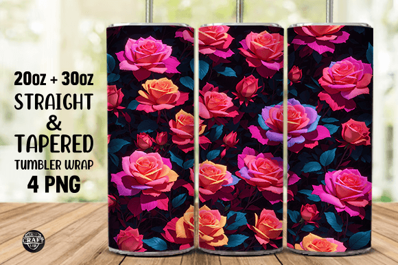 Review: 3D Neon Rose Flowers Tumbler Wrap 20oz
