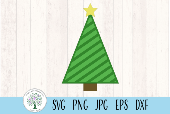 Simple Striped Christmas Tree with Star Graphics for Crafts and Content