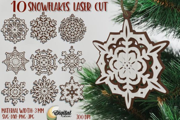 Snowflake LaserCut Bundle. 3D Snowflake