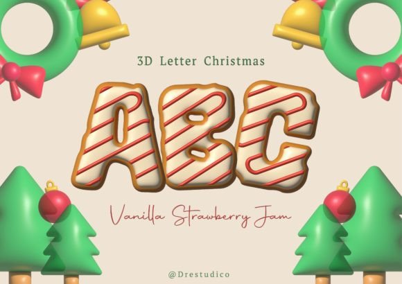 Vanilla Strawberry Christmas Cookie 3D Graphics for Local Business Branding