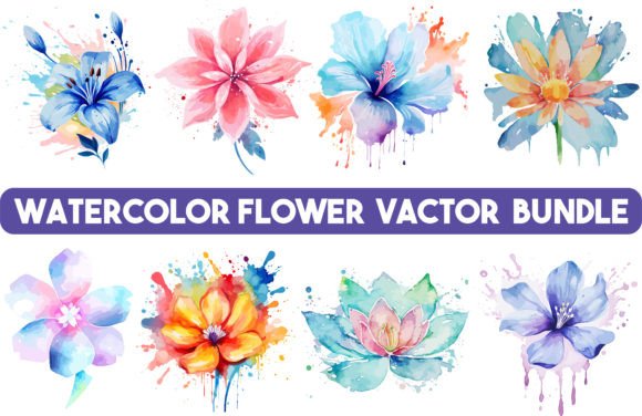 Watercolor Single Floral Vector Bundle Graphics and Crafts Review