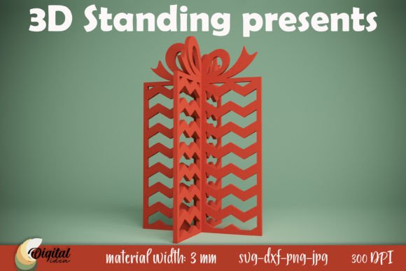 XMas Gift Laser Cut. 3D Standing Present