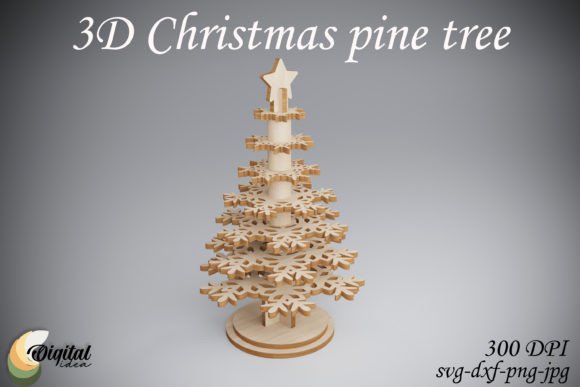 XMas Laser Cut. 3D Christmas Pine Tree